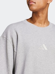 adidas Grey ALL SZN French Terry Crew 100% Cotton Sweatshirt - Image 5 of 7