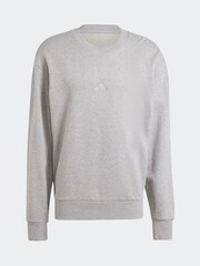 adidas Grey ALL SZN French Terry Crew 100% Cotton Sweatshirt - Image 7 of 7