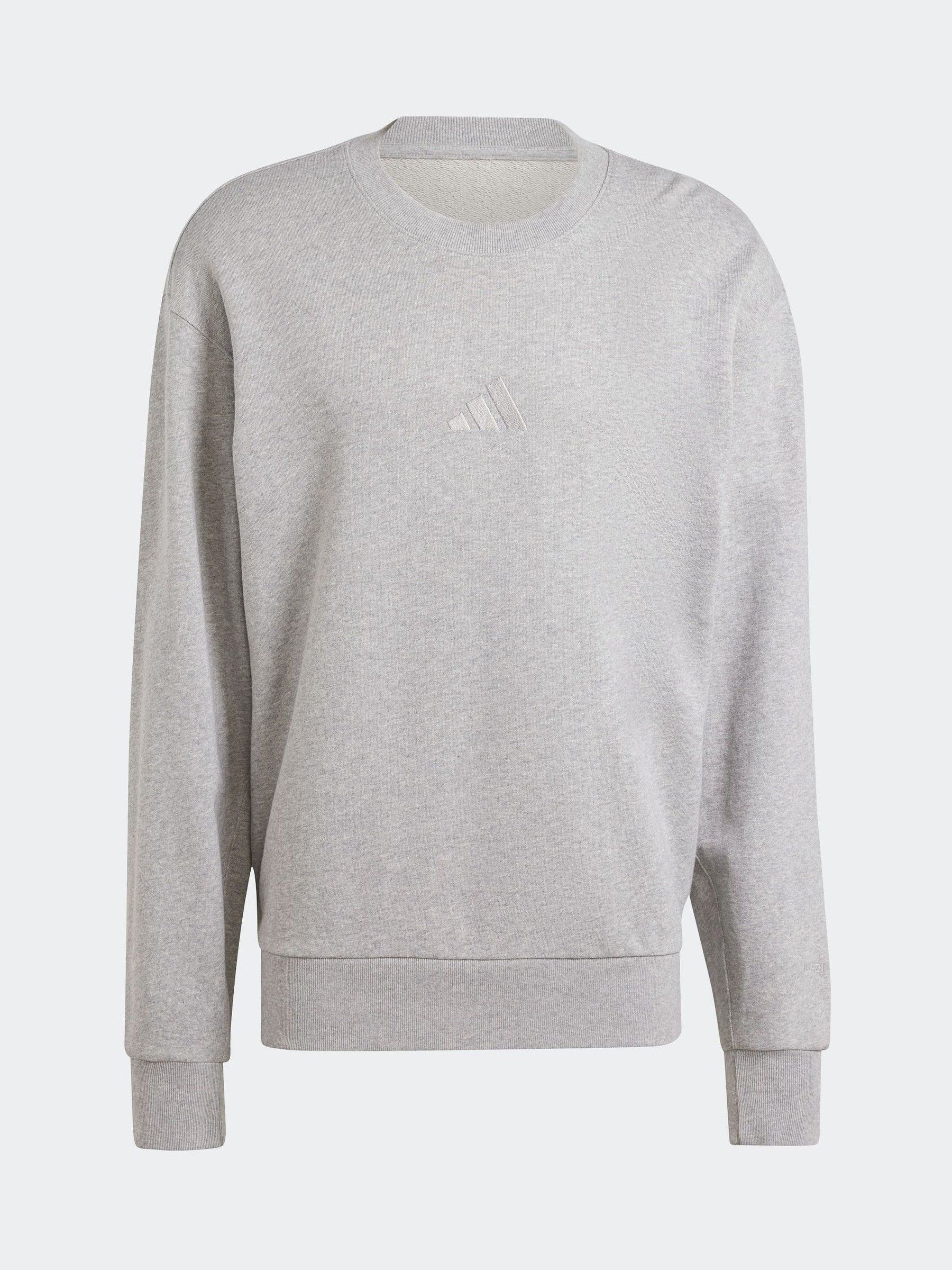 adidas Grey ALL SZN French Terry Crew 100% Cotton Sweatshirt - Image 7 of 7