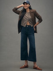 Anthropologie Blue Maeve The Colette Cropped High-Rise Wide-Leg Jeans Jeanius Knit Edition - Image 3 of 4