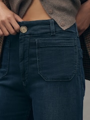 Anthropologie Blue Maeve The Colette Cropped High-Rise Wide-Leg Jeans Jeanius Knit Edition - Image 4 of 4