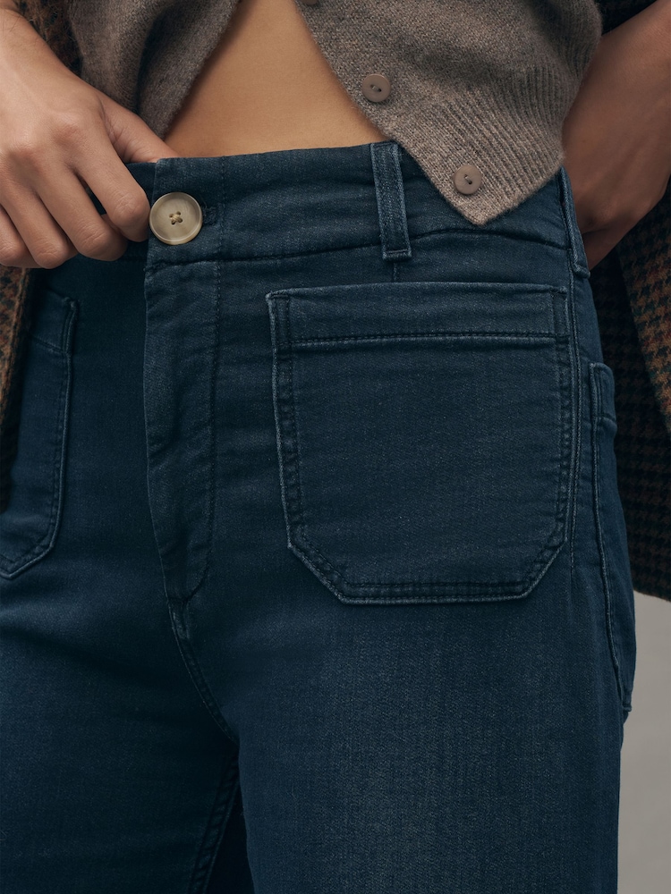 Anthropologie Blue Maeve The Colette Cropped High-Rise Wide-Leg Jeans Jeanius Knit Edition - Image 4 of 4 Anthropologie Blue Maeve The Colette Cropped High-Rise Wide-Leg Jeans Jeanius Knit Edition - Image 4 of 4