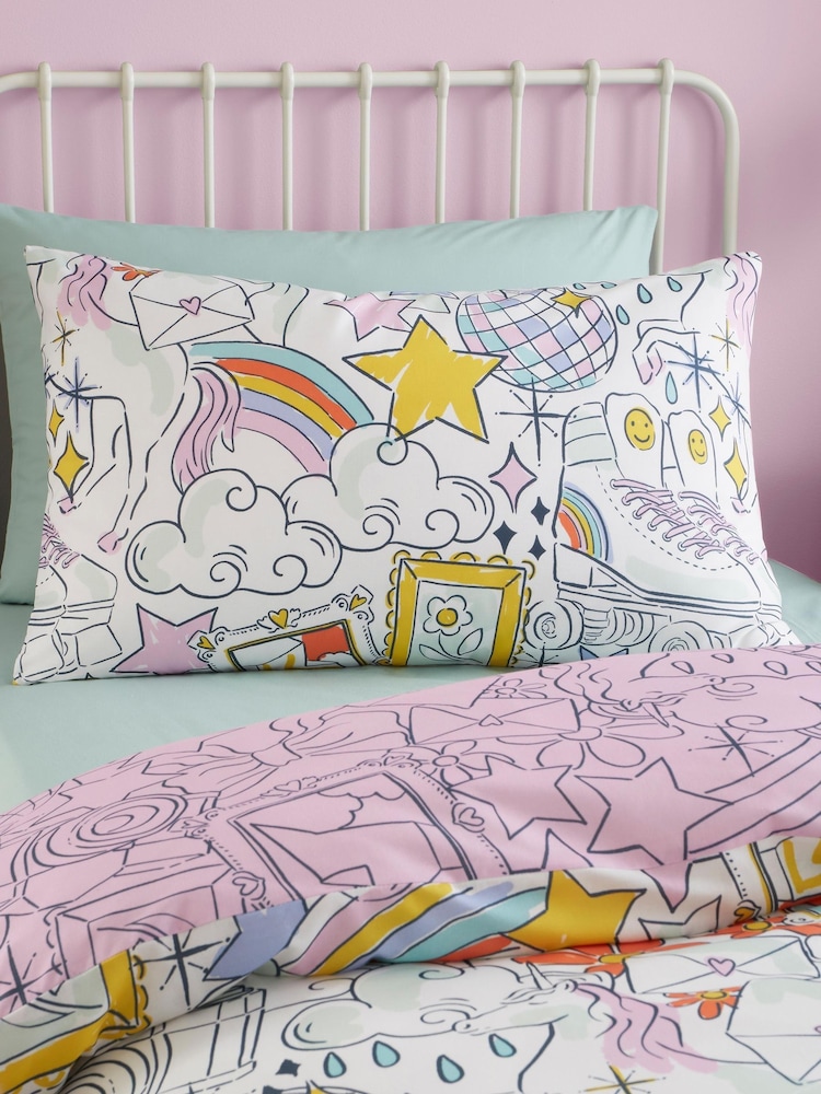 Bedlam Multi Doodle Hobby Duvet Cover & Pillowcase Set - Image 2 of 4 Bedlam Multi Doodle Hobby Duvet Cover & Pillowcase Set - Image 2 of 4