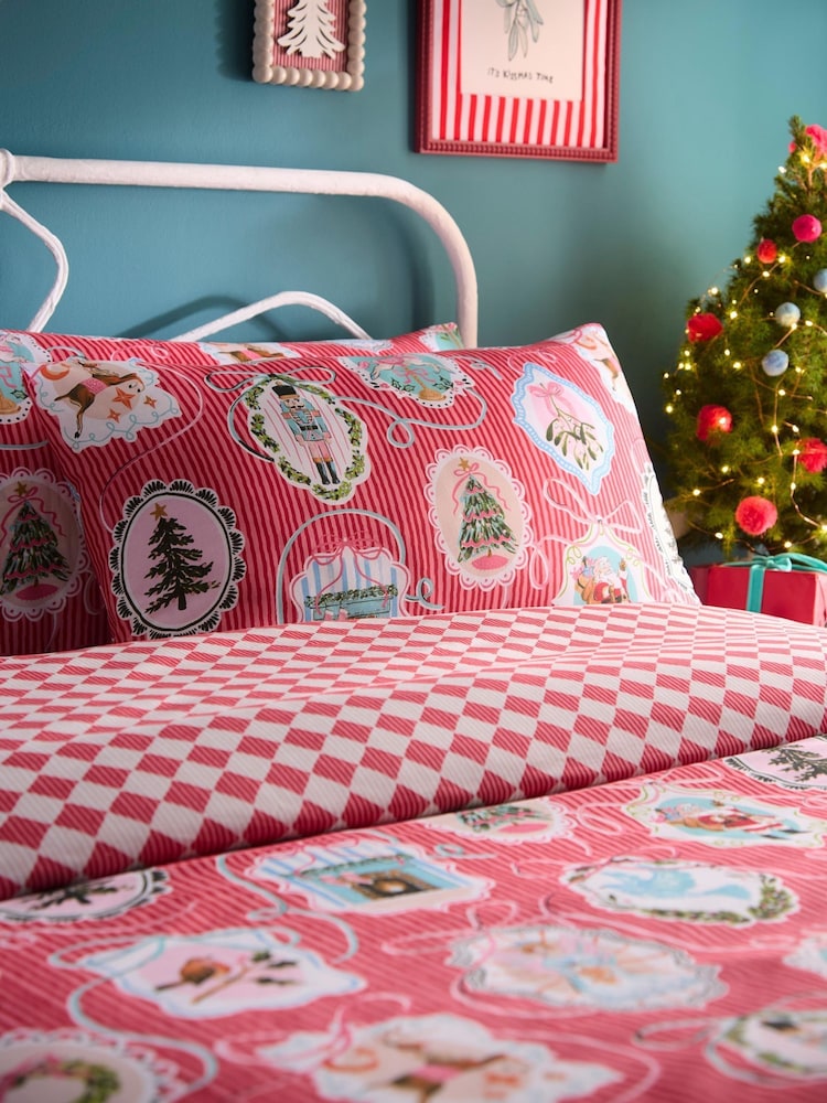 Fusion Red Christmas Frames Duvet Cover & Pillowcase Set - Image 1 of 5