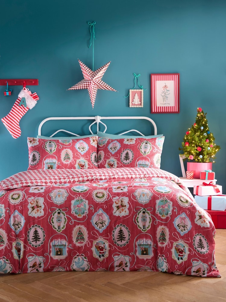 Fusion Red Christmas Frames Duvet Cover & Pillowcase Set - Image 2 of 5