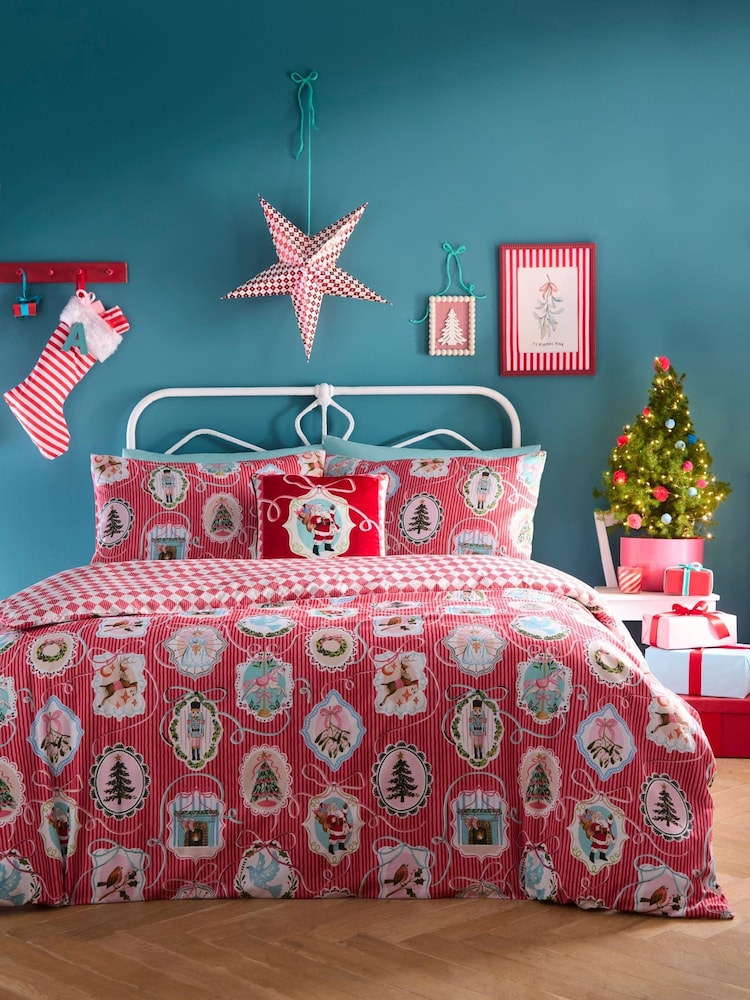 Fusion Red Christmas Frames Duvet Cover & Pillowcase Set - Image 5 of 5