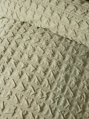 Serene Green Embossed Grid Duvet Cover & Pillowcase Set - Image 3 of 3