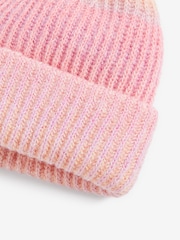 Peach Pink Chunky Rib Pom Pom Beanie Hat (3mths-16yrs) - Image 2 of 2