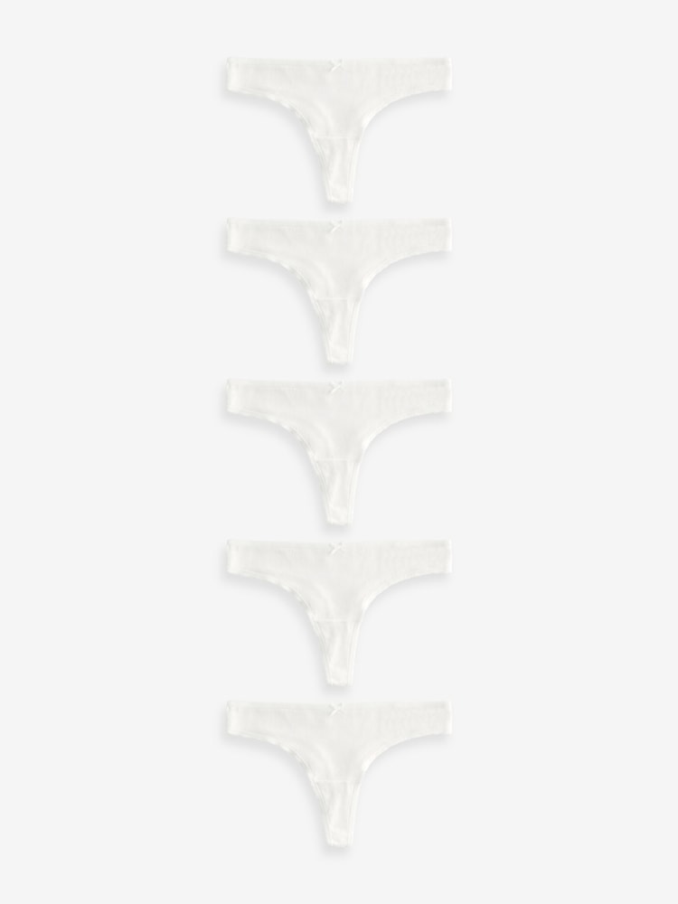 White Thong Cotton Rich Knickers 6 Pack - Image 1 of 5