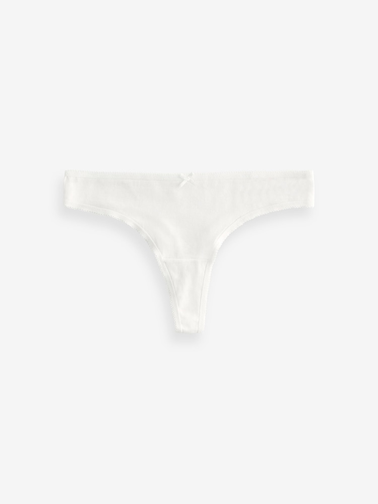 White Thong Cotton Rich Knickers 6 Pack - Image 5 of 5