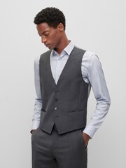 BOSS Grey Slim Fit Wool Blend Waistcoat - Image 1 of 5