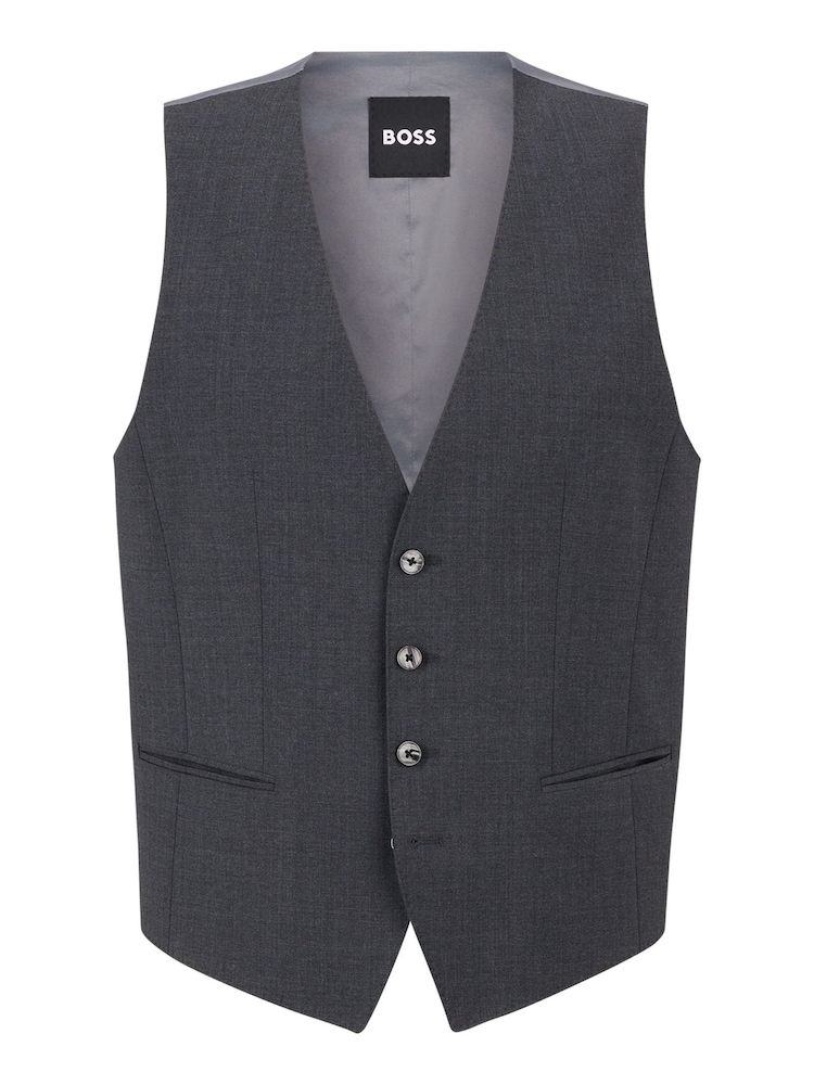 BOSS Grey Slim Fit Wool Blend Waistcoat - Image 5 of 5
