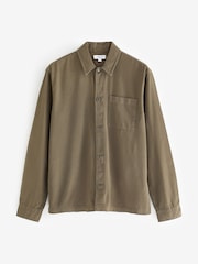 Brown/Stone 100% Cotton Twill Single Pocket Shacket Overshirt - Image 6 of 8