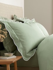 Appletree Green Scallop Edge 100% Cotton Duvet Cover Set - Image 2 of 3
