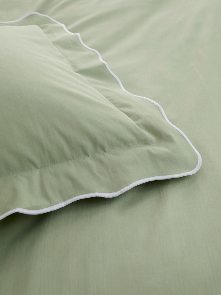 Appletree Green Scallop Edge 100% Cotton Duvet Cover Set - Image 3 of 3