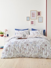 Fusion Blue Coffee Club Duvet Cover & Pillowcase Set - Image 1 of 5
