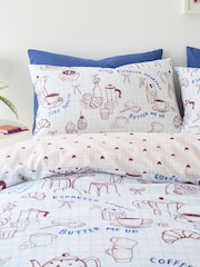 Fusion Blue Coffee Club Duvet Cover & Pillowcase Set - Image 2 of 5