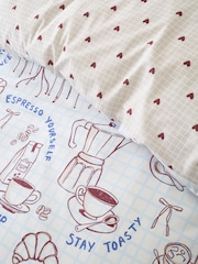 Fusion Blue Coffee Club Duvet Cover & Pillowcase Set - Image 3 of 5