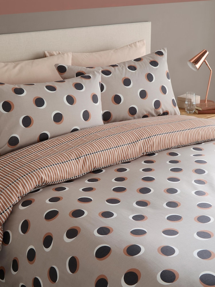 Fusion Natural Polka Dot Easy Care Duvet Cover & Pillowcase Set - Image 1 of 4 Fusion Natural Polka Dot Easy Care Duvet Cover & Pillowcase Set - Image 1 of 4
