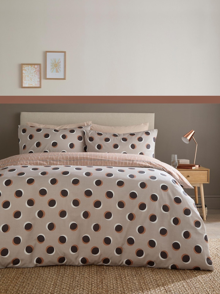 Fusion Natural Polka Dot Easy Care Duvet Cover & Pillowcase Set - Image 2 of 4 Fusion Natural Polka Dot Easy Care Duvet Cover & Pillowcase Set - Image 2 of 4