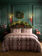 Laurence Llewelyn-Bowen Red Festive Robin Duvet Cover & Pillowcase Set - Image 1 of 5