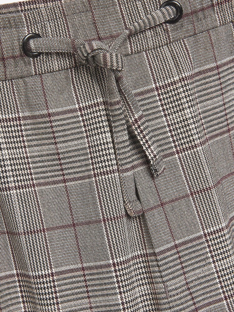 Taupe Brown Burgundy Check Drawstring Check Formal Joggers - Image 3 of 3