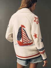 Anthropologie Cream Maeve Sailboat Cardigan - Image 2 of 4