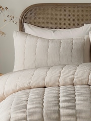 Serene Natural Crinkle Wave Duvet Cover & Pillowcase Set - Image 1 of 3