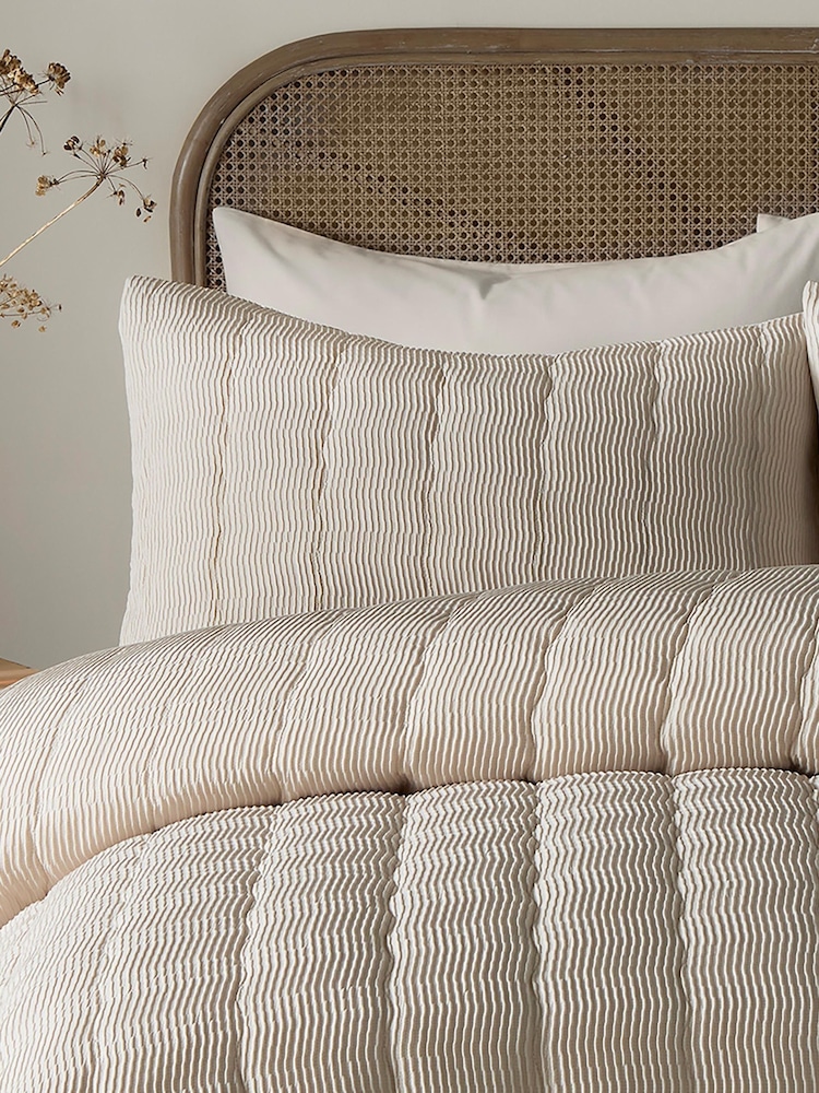 Serene Natural Crinkle Wave Duvet Cover & Pillowcase Set - Image 1 of 3 Serene Natural Crinkle Wave Duvet Cover & Pillowcase Set - Image 1 of 3