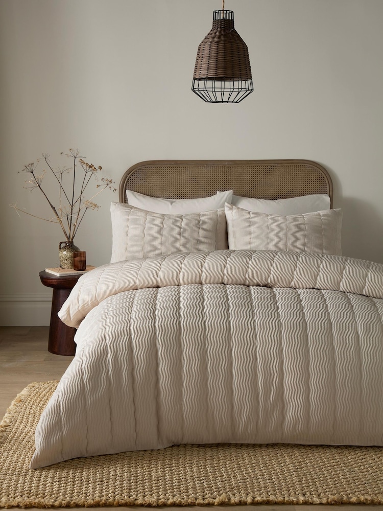 Serene Natural Crinkle Wave Duvet Cover & Pillowcase Set - Image 2 of 3 Serene Natural Crinkle Wave Duvet Cover & Pillowcase Set - Image 2 of 3