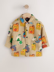 Tan Brown All Over Print Juice Box Twill Printed Overshirt (3mths-7yrs) - Image 1 of 4
