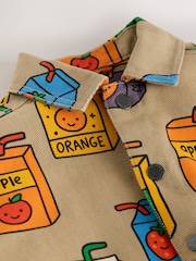 Tan Brown All Over Print Juice Box Twill Printed Overshirt (3mths-7yrs) - Image 3 of 4