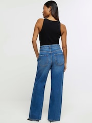 River Island Blue Petite Denim Medium 90's Mid Rise Straight 100% Cotton Jeans - Image 2 of 4