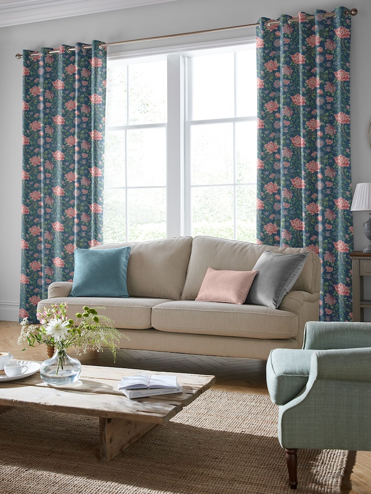 Laura Ashley Blue Tapestry Floral Made to Measure Curtains - Image 2 of 9