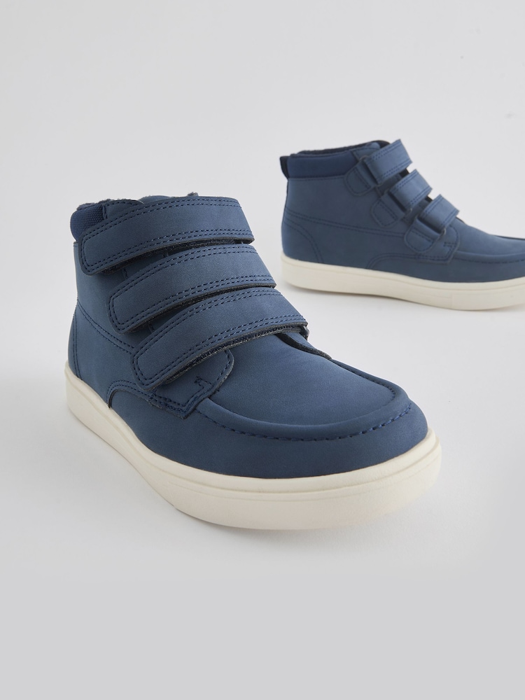 Navy Blue Wide Fit (G) 3 Strap Touch Fastening Smart Ankle Boots - Image 1 of 5