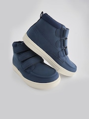 Navy Blue Wide Fit (G) 3 Strap Touch Fastening Smart Ankle Boots - Image 3 of 5