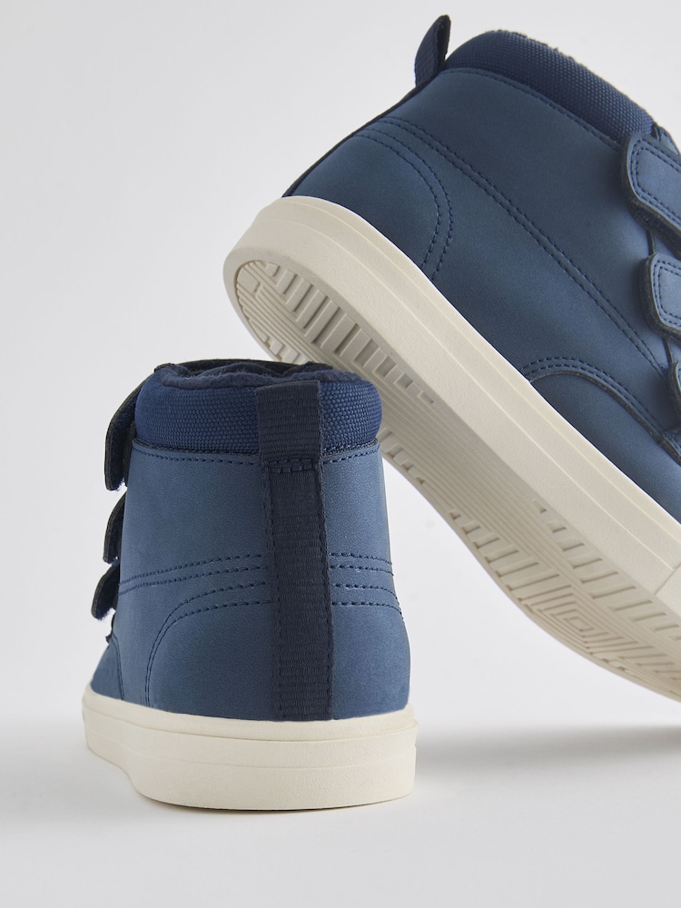 Navy Blue Wide Fit (G) 3 Strap Touch Fastening Smart Ankle Boots - Image 5 of 5