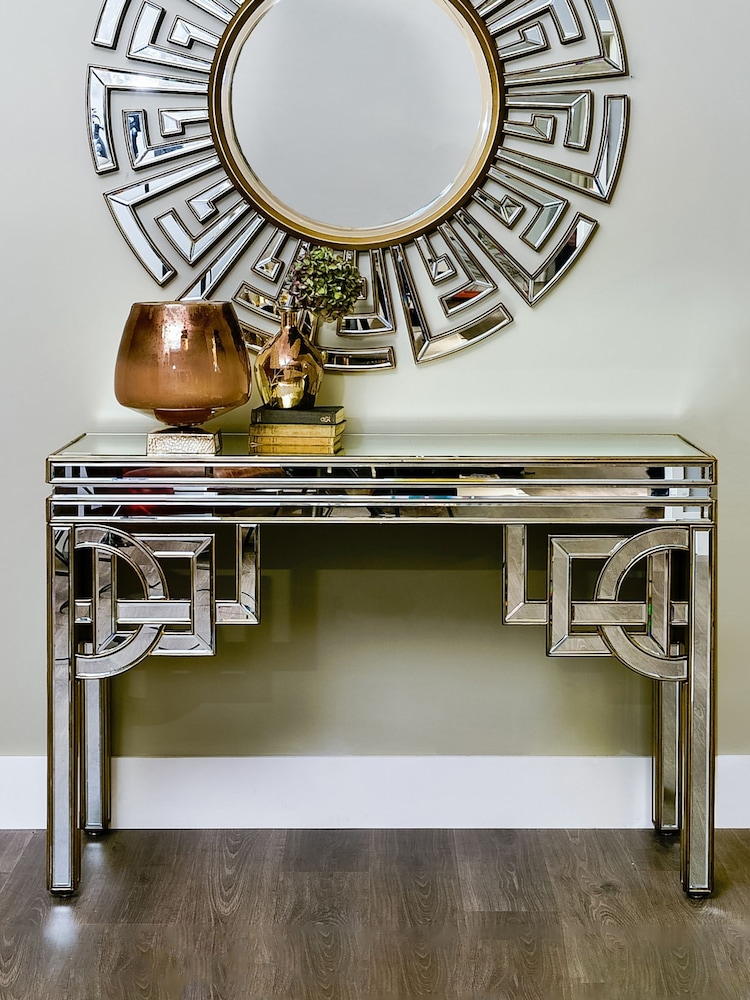 Libra Interiors Gold Claridge Deco Mirrored Console Table - Image 1 of 2