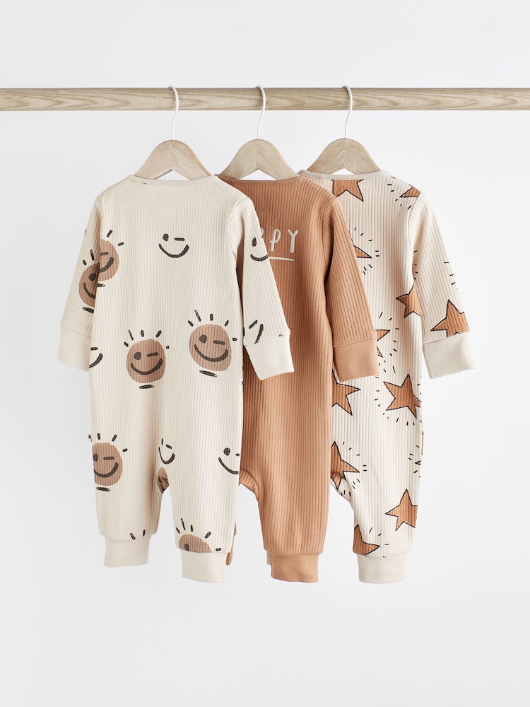 Neutral Footless Zip 3 Pack Baby Sleepsuits (0-3yrs) - Image 2 of 13