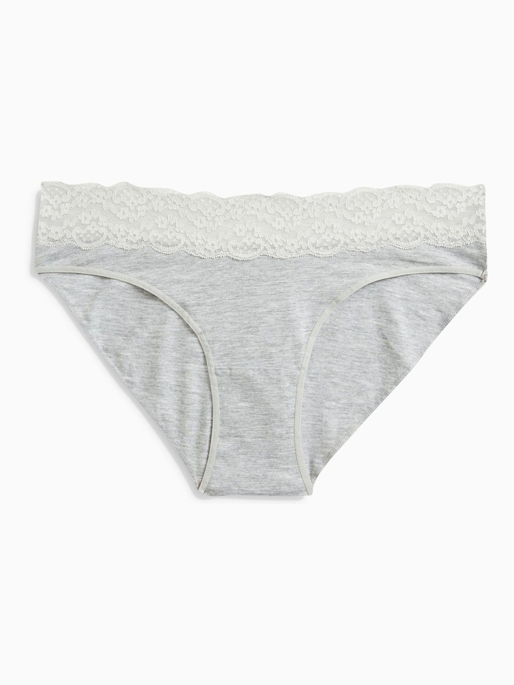 White/Black/Grey High Leg Lace Knickers 4 Pack - Image 10 of 15