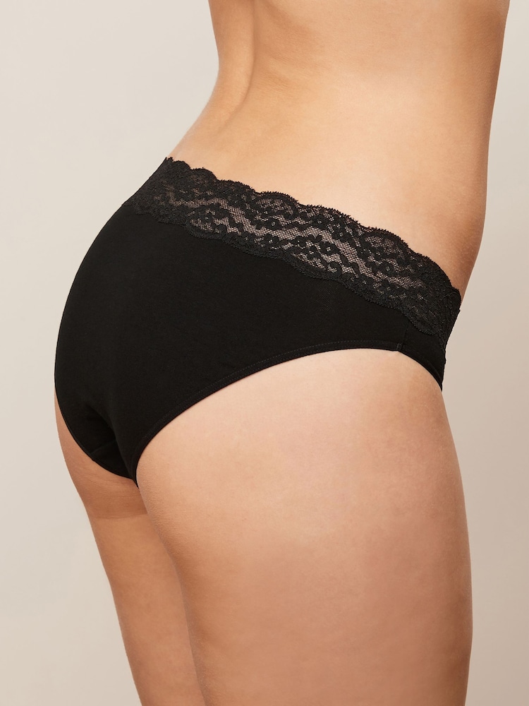 White/Black/Grey High Leg Lace Knickers 4 Pack - Image 4 of 15