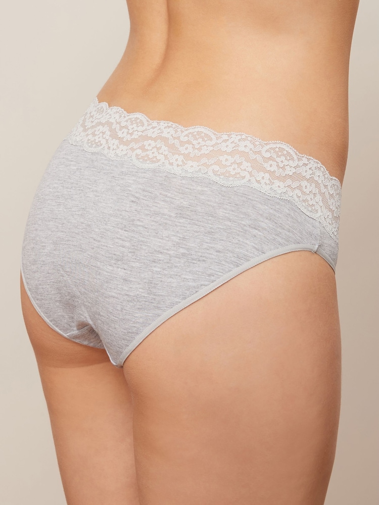 White/Black/Grey High Leg Lace Knickers 4 Pack - Image 5 of 15