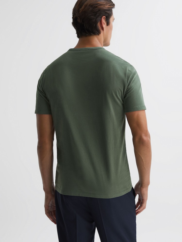 Reiss Ivy Green Melrose Cotton Crew Neck T-Shirt - Image 5 of 5