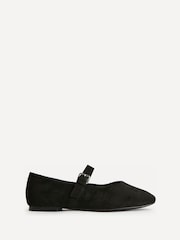 Svart semsket skinn - Linzi Nadira Mary Jane Style Flats - Bilde 2 av 5