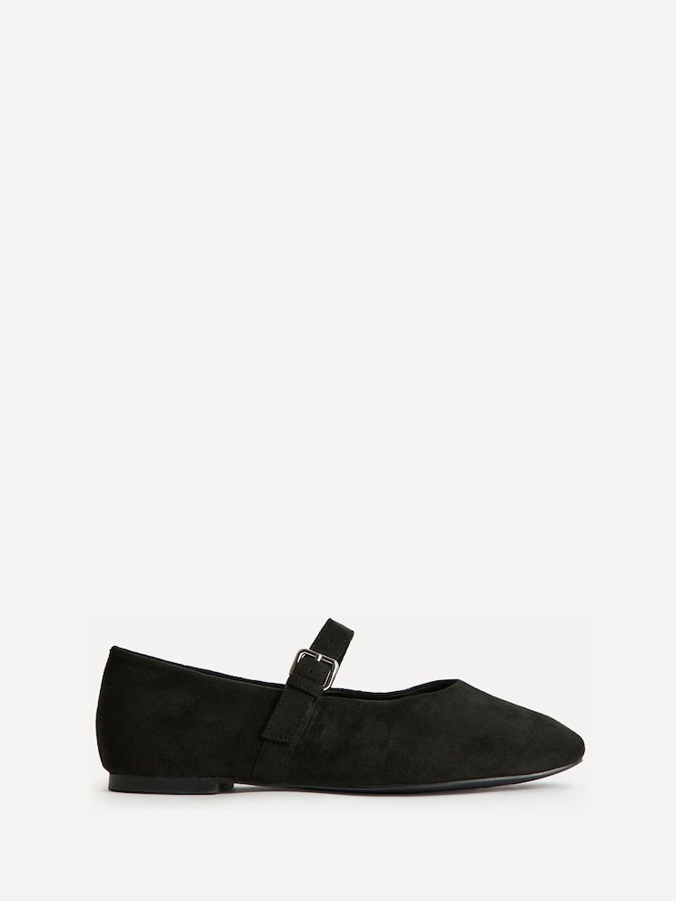 Svart semsket skinn - Linzi Nadira Mary Jane Style Flats - Bilde 2 av 5 Svart semsket skinn - Linzi Nadira Mary Jane Style Flats - Bilde 2 av 5