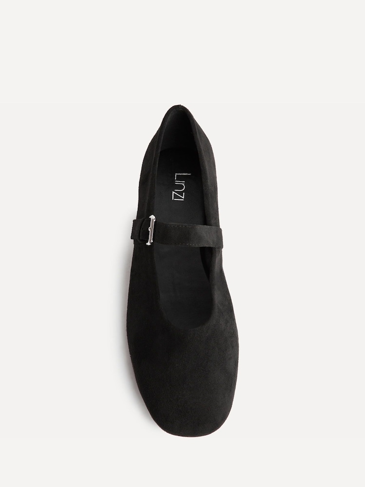 Svart semsket skinn - Linzi Nadira Mary Jane Style Flats - Bilde 5 av 5 Svart semsket skinn - Linzi Nadira Mary Jane Style Flats - Bilde 5 av 5