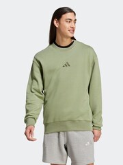 adidas Green ALL SZN French Terry Crew 100% Cotton Sweatshirt - Image 1 of 8