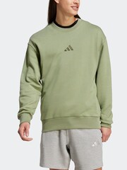 adidas Green ALL SZN French Terry Crew 100% Cotton Sweatshirt - Image 4 of 8