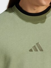 adidas Green ALL SZN French Terry Crew 100% Cotton Sweatshirt - Image 7 of 8