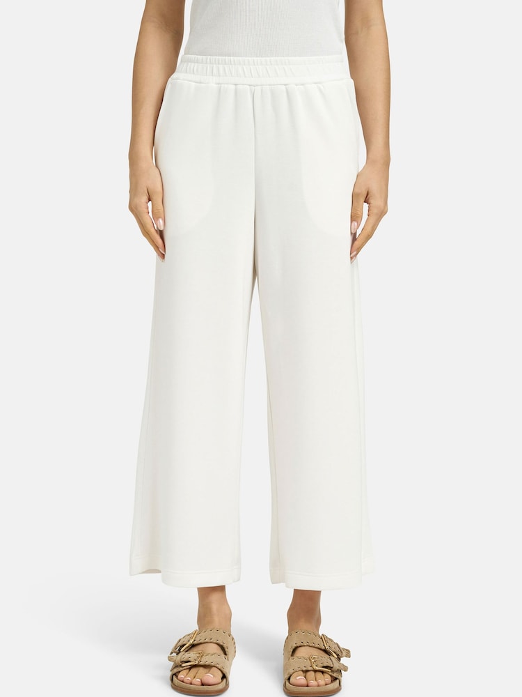 Smith & Soul White Wide Leg Cropped Scuba Trousers - Image 1 of 6